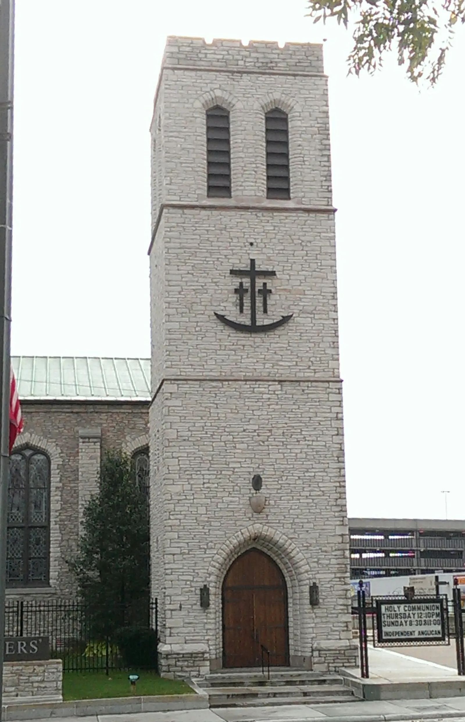 Photo of the bell tower of the old mariners' church, in Detroit, Michigan