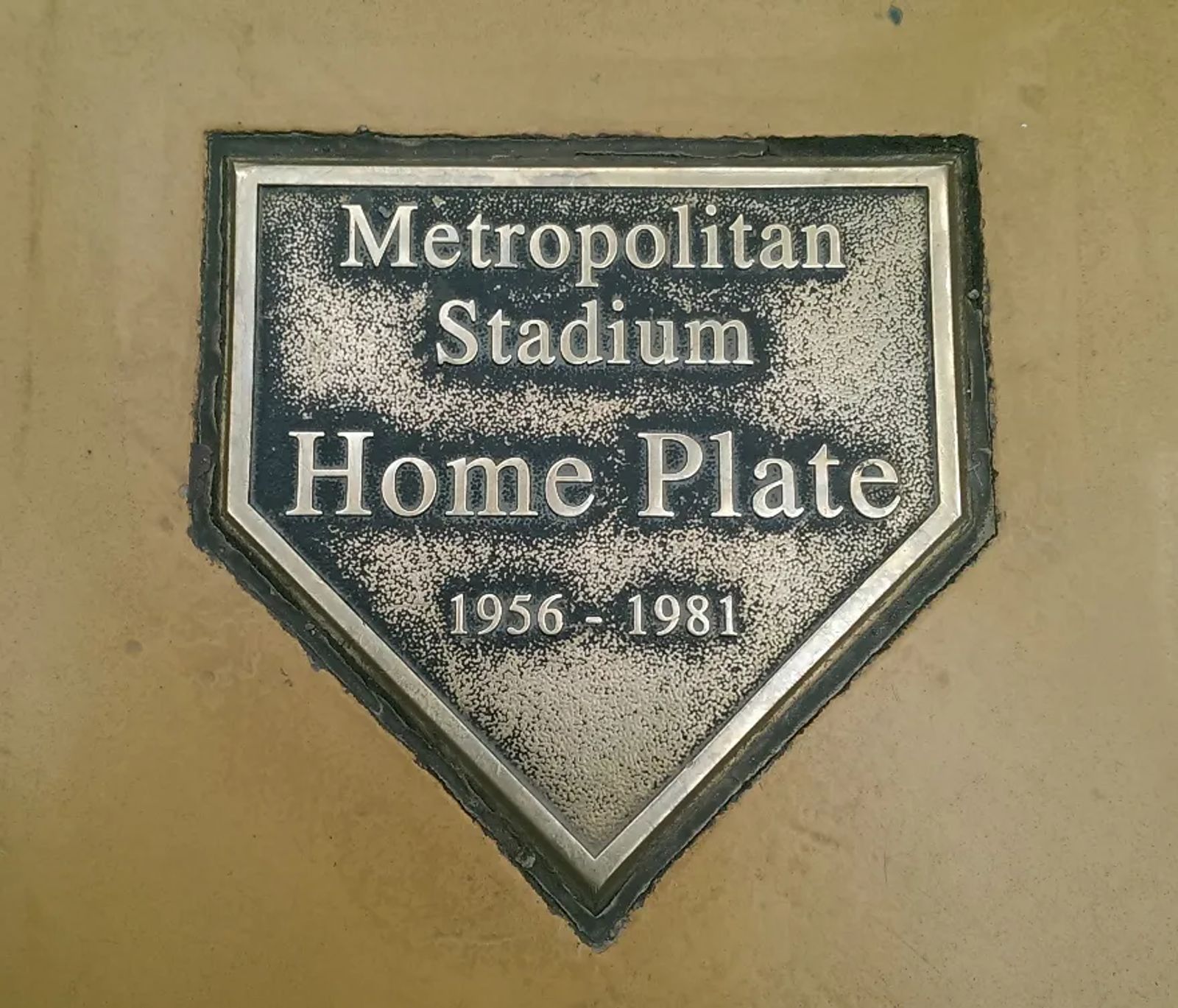 Photo of the old Metropolitan Stadium home plate, in Bloomington, Minnesota