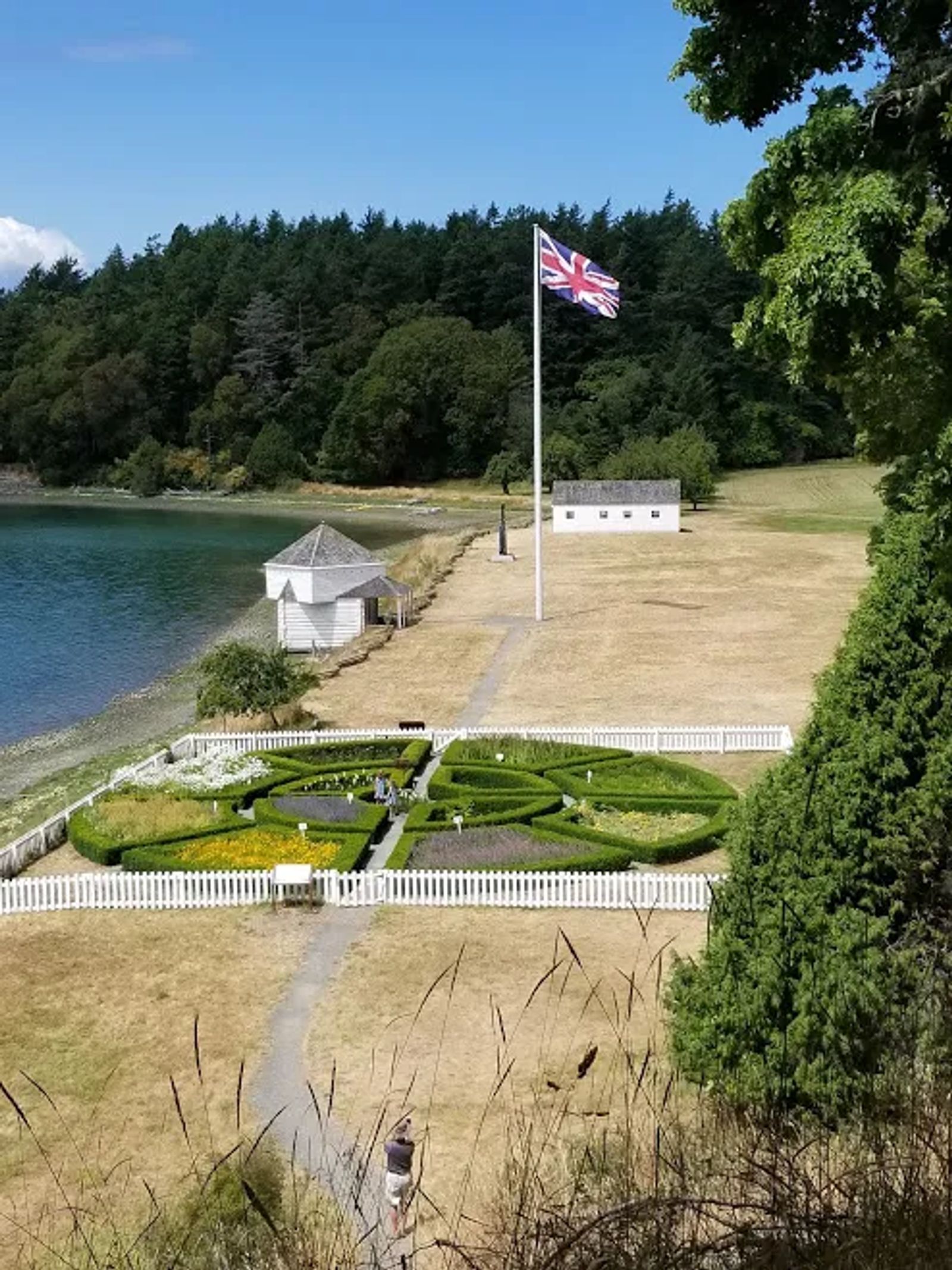 Photo of the British flag flying in a U.S. National Park, on San Juan Island, Washington