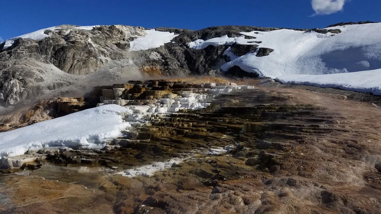 Photo of The Cleopatra Terrace at Mammoth Hot Springs, in Yellowstone National Park
