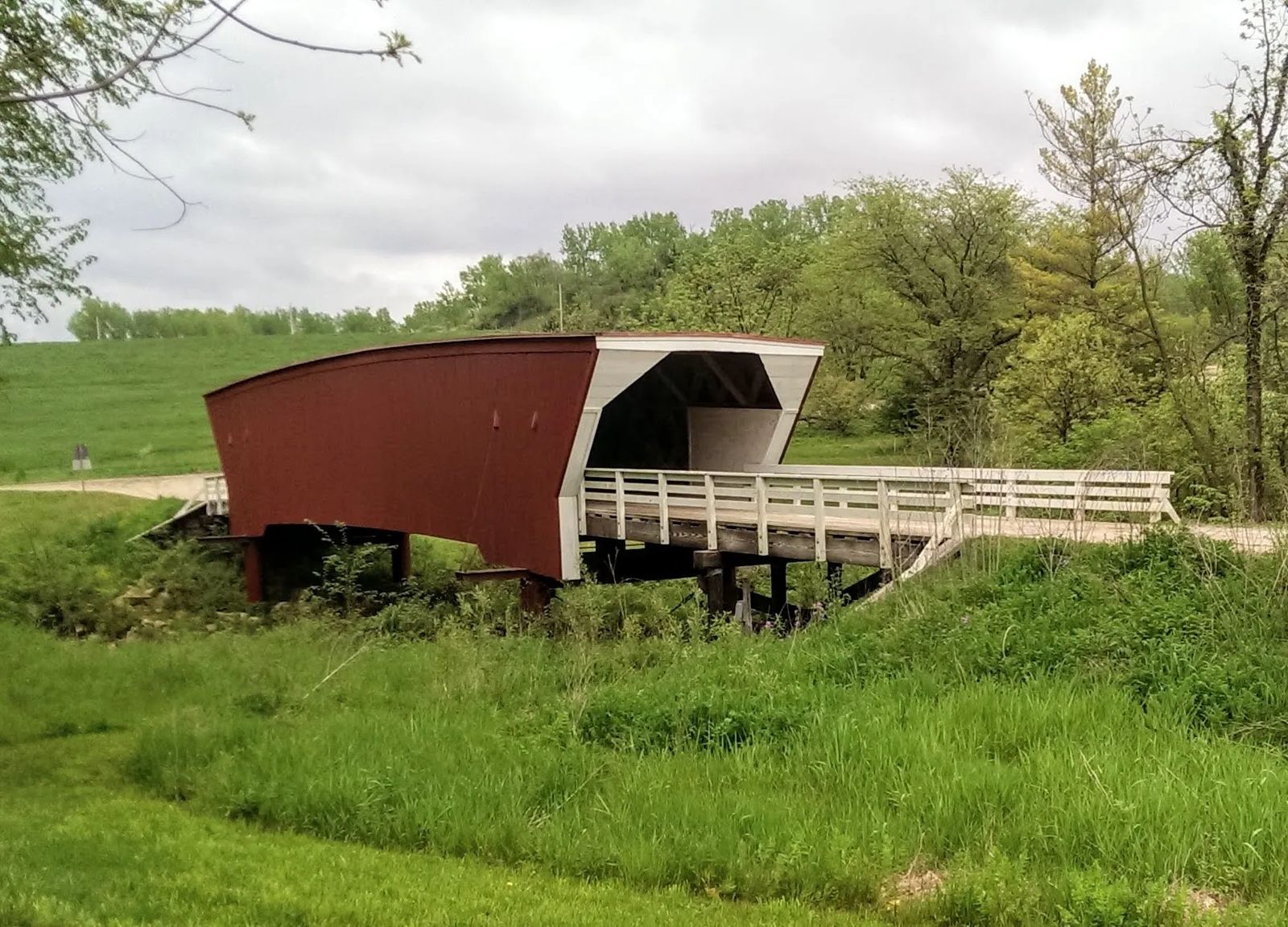 Photo of a covered bridge in Winterset, Iowa.