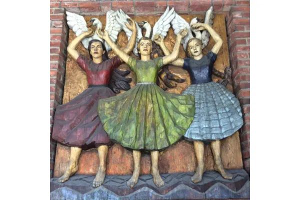 Photo of Wood relief of "Ride of the Valkyries" by Dagfin Werenskiold, in Oslo, Norway