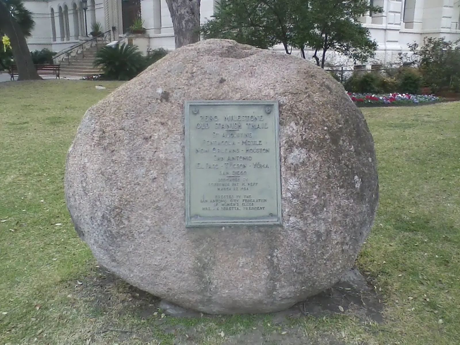 Photo of The Zero Milestone rock of the Old Spanish Trail in San Antonio, Texas