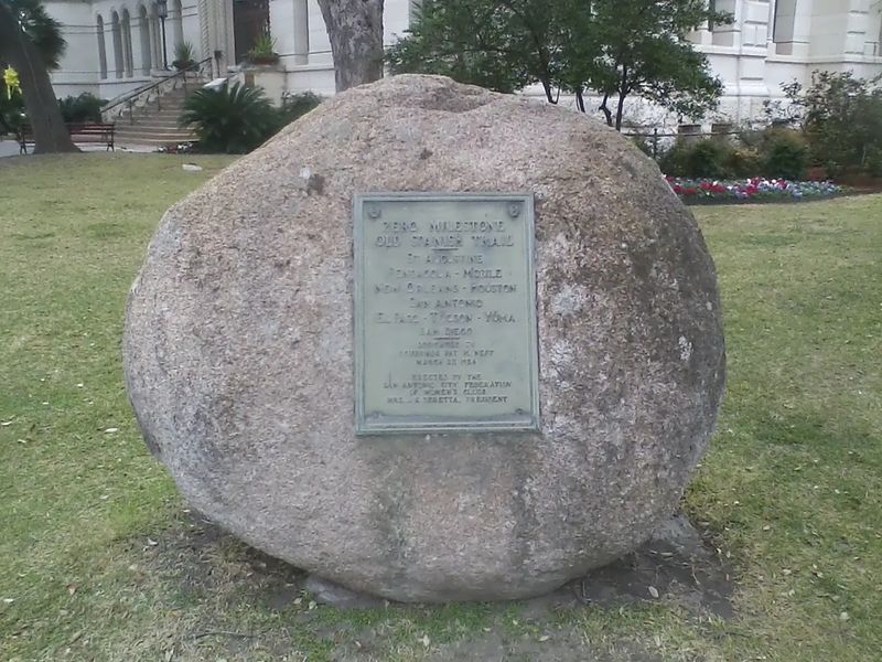 Photo of The Zero Milestone rock of the Old Spanish Trail in San Antonio, Texas