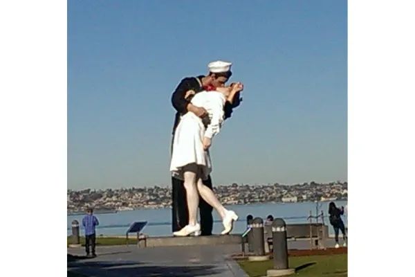 Photo of Statue of couple celebrating the end of World War II, in San Diego, California