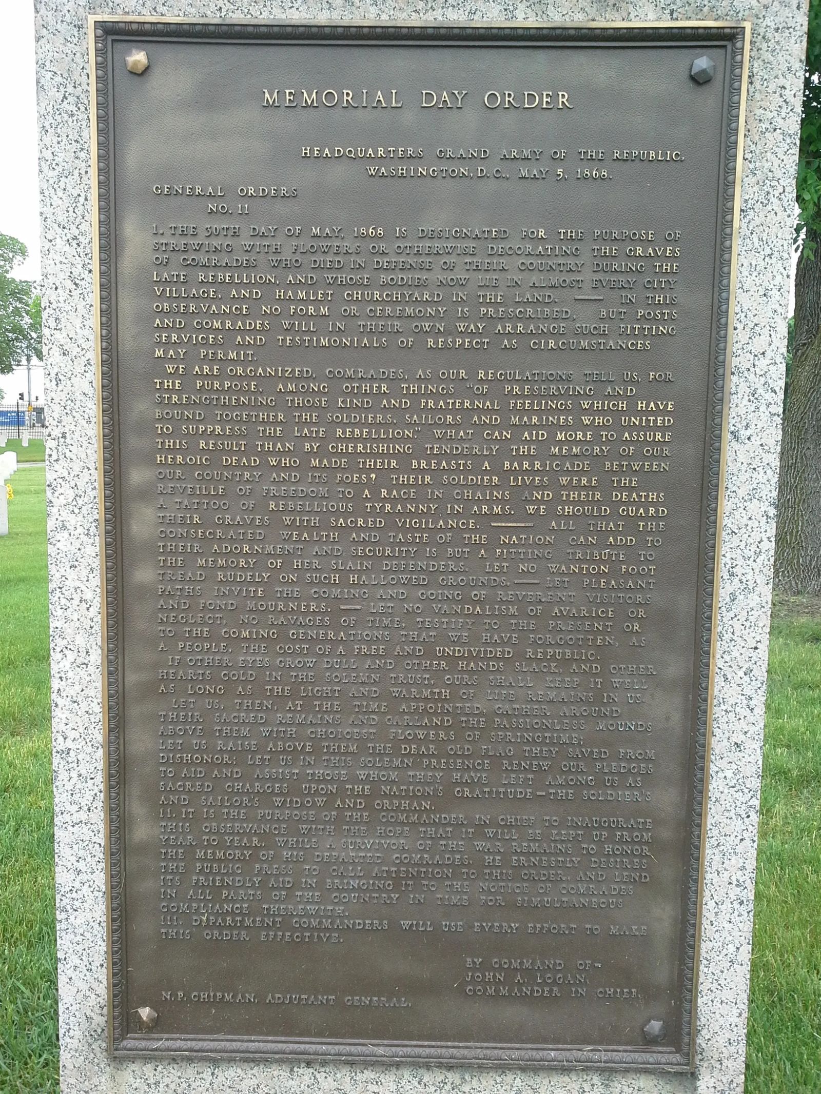 Photo of The first Memorial Day Order display in Fort Snelling National Cemetery