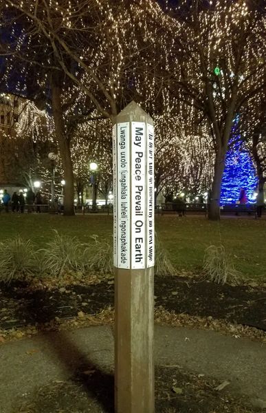 Photo of the Peace Pole in St. Paul, Minnesota
