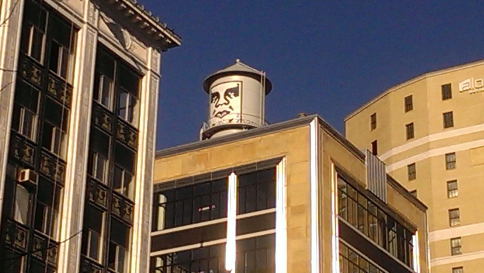 A photo of rooftop public art in Detroit, Michigan