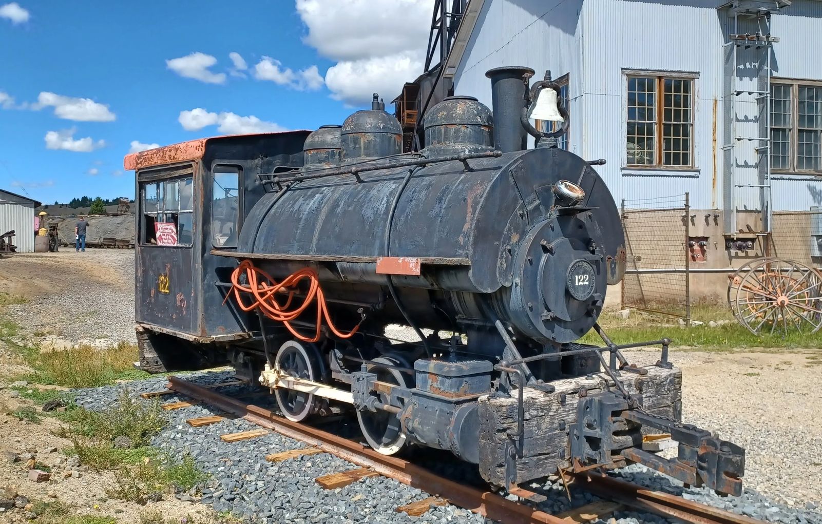 Photo of an old mining locomotive in the Butte, Montana mining museum