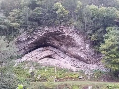 Photo of Devil's Backbone (Huntersville Anticline) geologic formation near Huntersville, West Virginia