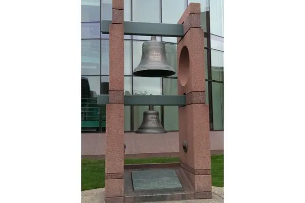 Photo of The ship's bells of the battleship USS Minnesota and of the cruiser USS Minneapolis, in Minneapolis, MN