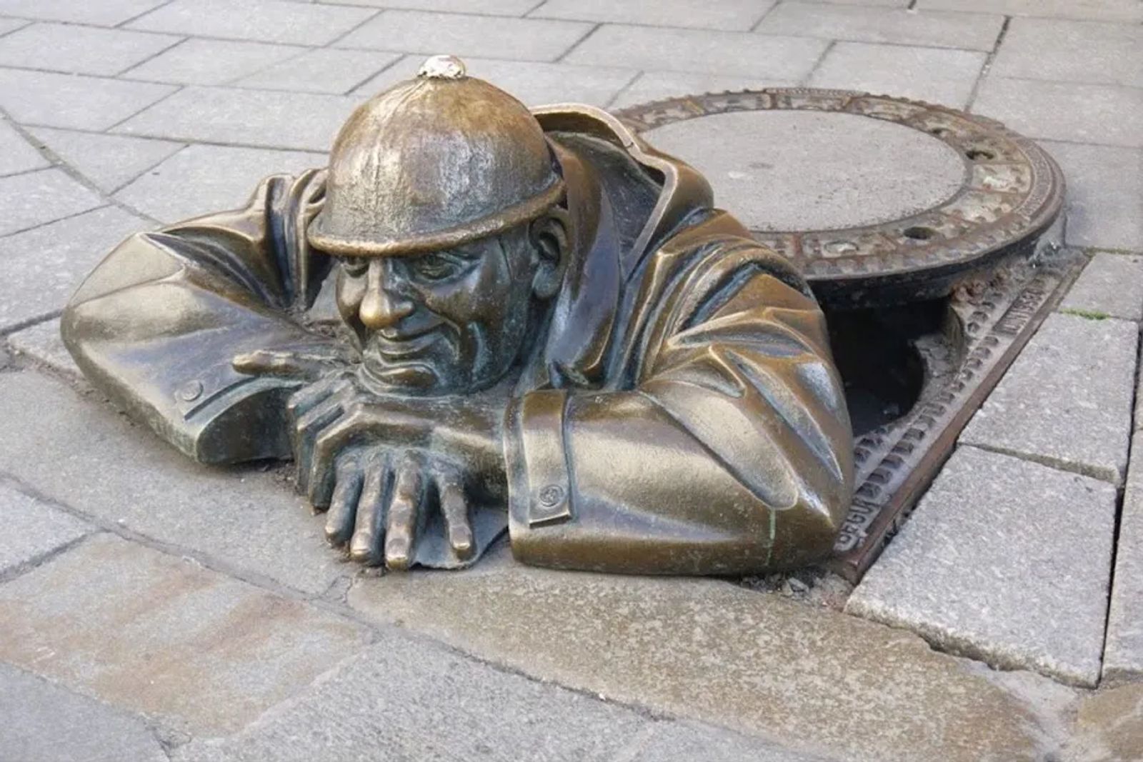 Photo of Cumil, Watching Man sculpture, in Bratislava, Slovakia