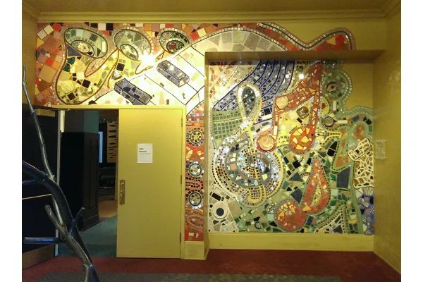 Photo of a mosaic illustrating Detroit's musical roots, in Detroit, Michigan